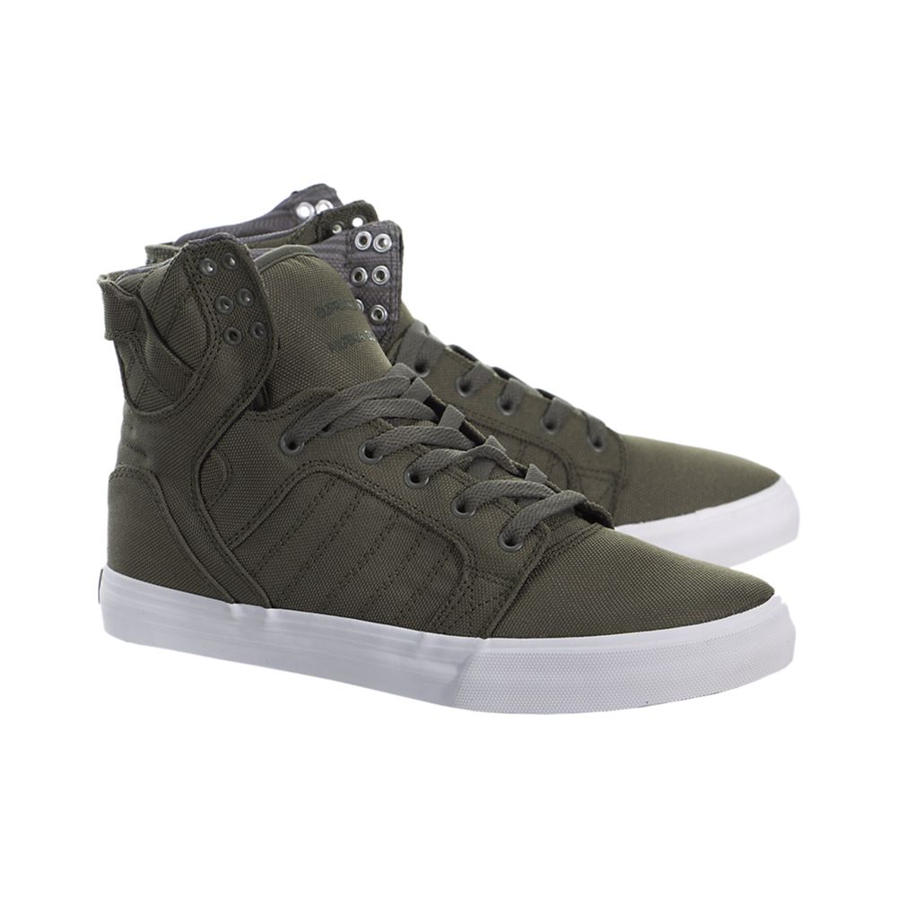 Baskets Montantes Supra SkyTop Vert Dusty Olive/White Homme | YFE-84016668